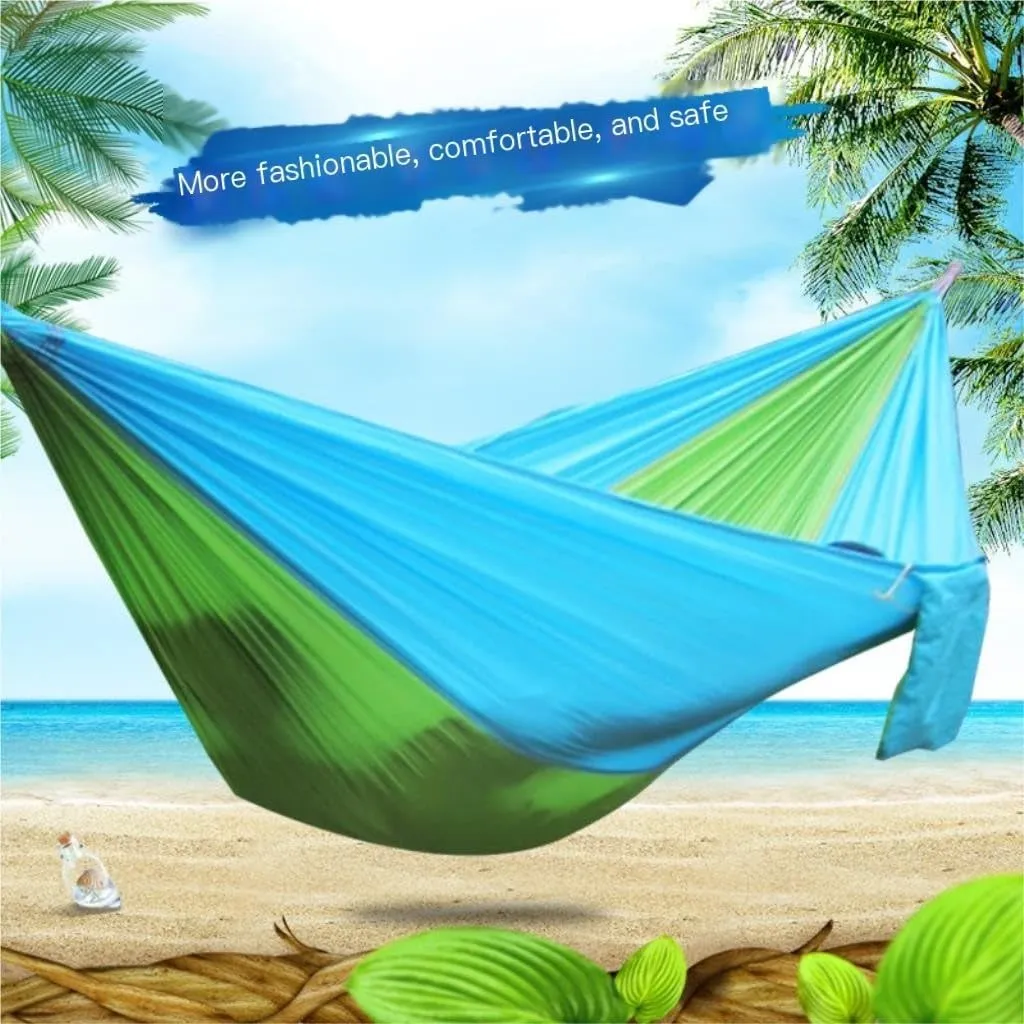 Hammock Double Outdoor Single Double Parachute Cloth Hammock Outdoor Light Breathable Swing Chair Portable Camping Hammock Hammock Outdoor(Green)