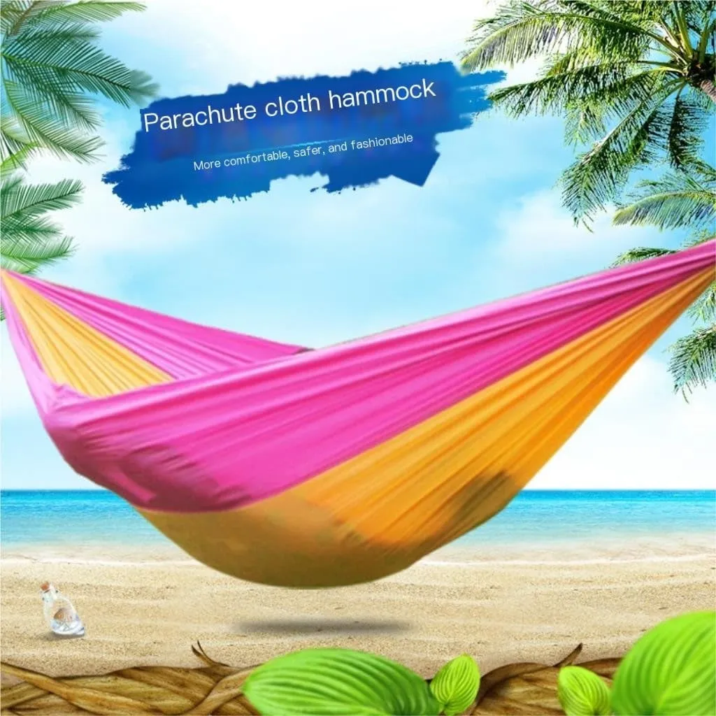 Hammock Double Outdoor Single Double Parachute Cloth Hammock Outdoor Light Breathable Swing Chair Portable Camping Hammock Hammock Outdoor(Green)