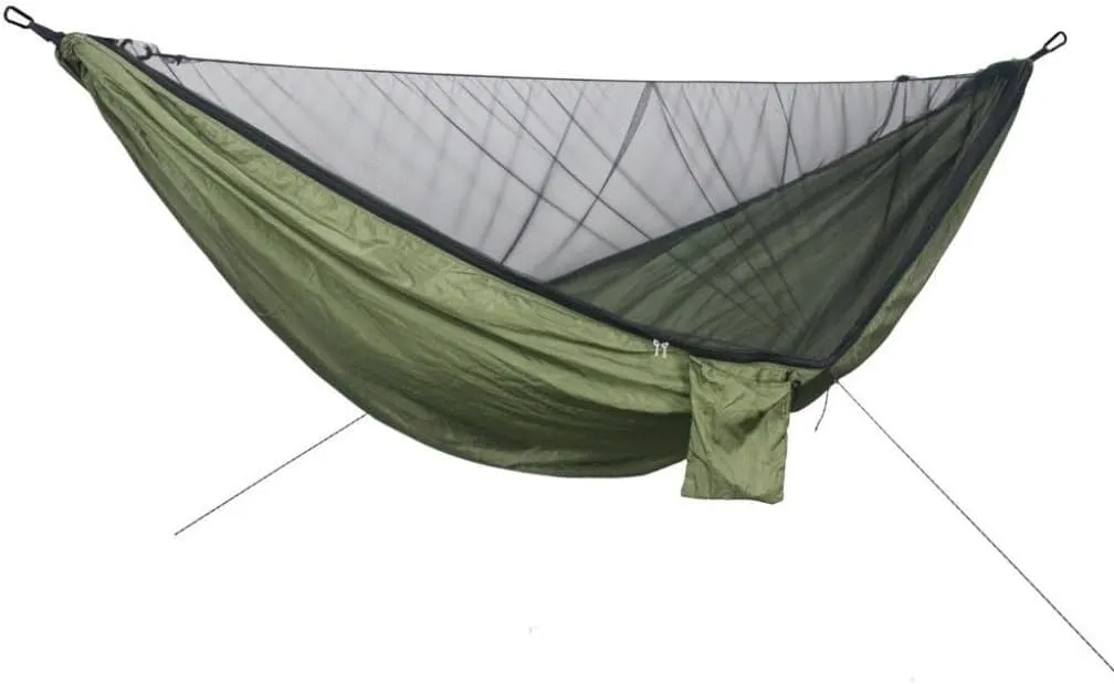 Hammock Double Quick-Release Hammock with Mosquito Net Hanging Sheet Double Parachute Cloth Anti-Rollover Camping Hammock Hammock Outdoor(D)
