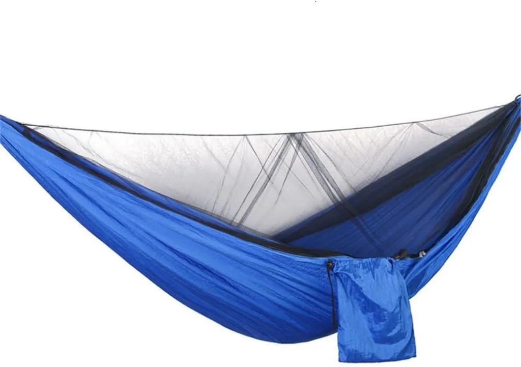 Hammock Double Quick-Release Hammock with Mosquito Net Hanging Sheet Double Parachute Cloth Anti-Rollover Camping Hammock Hammock Outdoor(D)