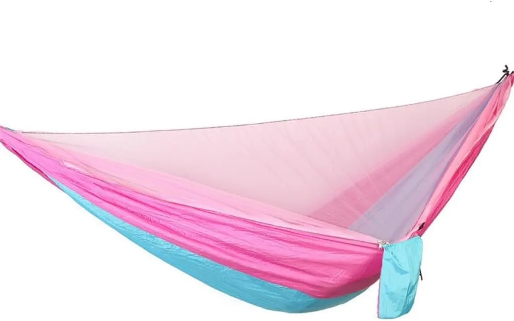 Hammock Double Quick-Release Hammock with Mosquito Net Hanging Sheet Double Parachute Cloth Anti-Rollover Camping Hammock Hammock Outdoor(D)