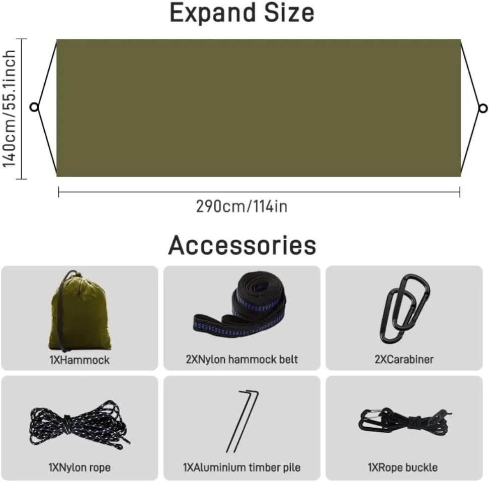 Hammock Double Quick-Release Hammock with Mosquito Net Hanging Sheet Double Parachute Cloth Anti-Rollover Camping Hammock Hammock Outdoor(D)