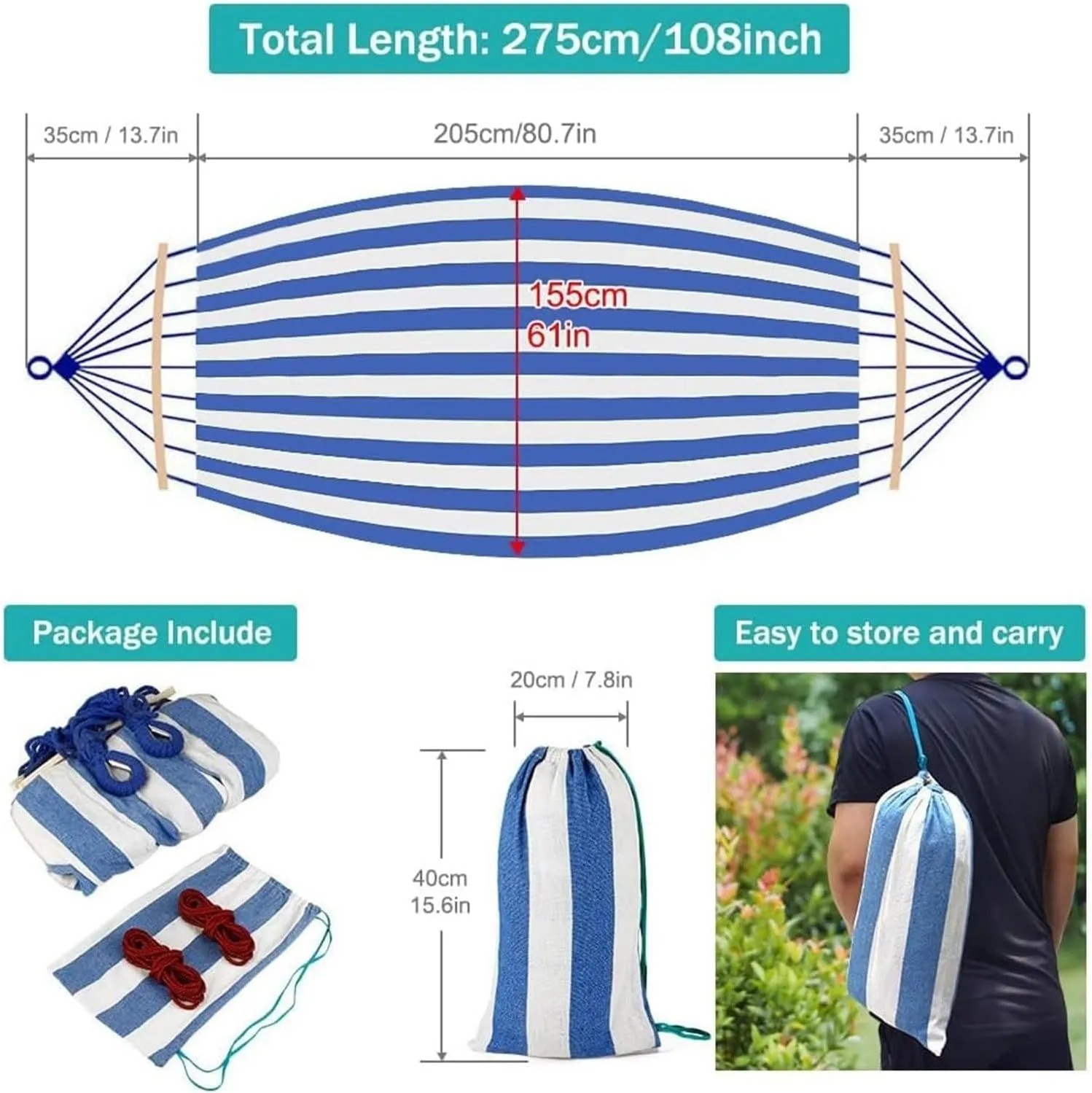 Hammock Hammocks Portable Camping Hammock Comfortable Fabric Hammock with Two Balance Beam and Sturdy Tree Straps Lightweight(Red)