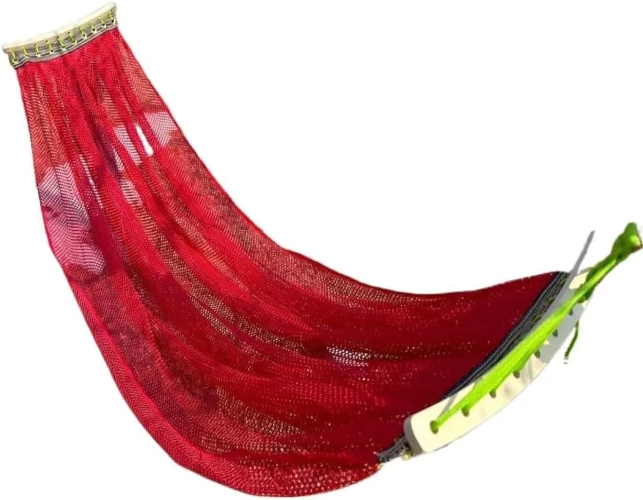 Hammock Ice Silk Hammock Outdoor Thickened Fine Mesh Single and Double Anti-Rollover Hanging Chair Camping Courtyard Hammocks for Outside(Red,B)