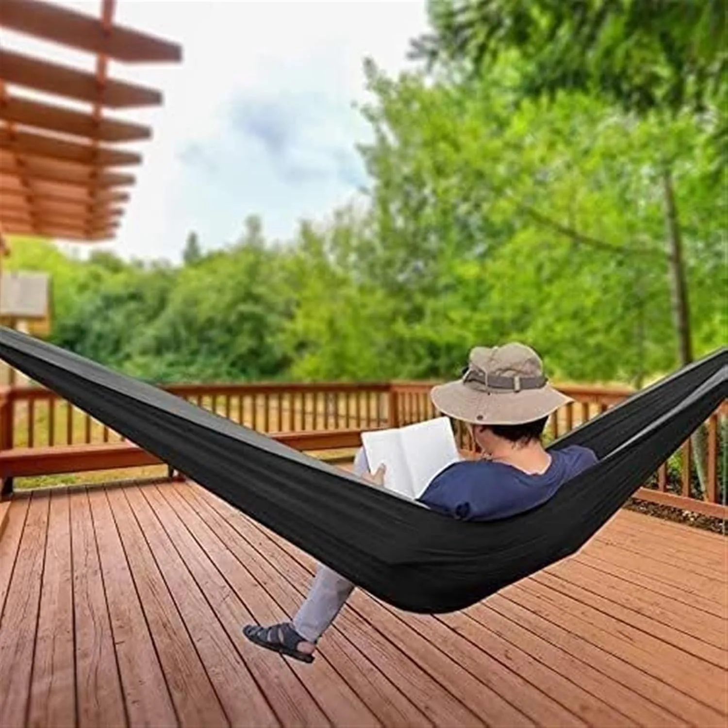 Hammock Lightweight Portable Double & Single Hammock with Tree Straps, Camping Gear for Outside Backpack Travel Portable Hammock