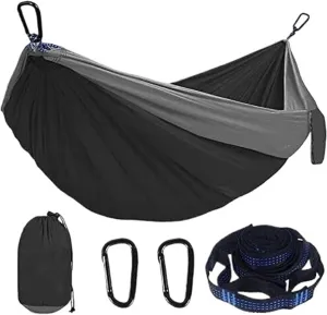 Hammock Lightweight Portable Double & Single Hammock with Tree Straps, Camping Gear for Outside Backpack Travel Portable Hammock