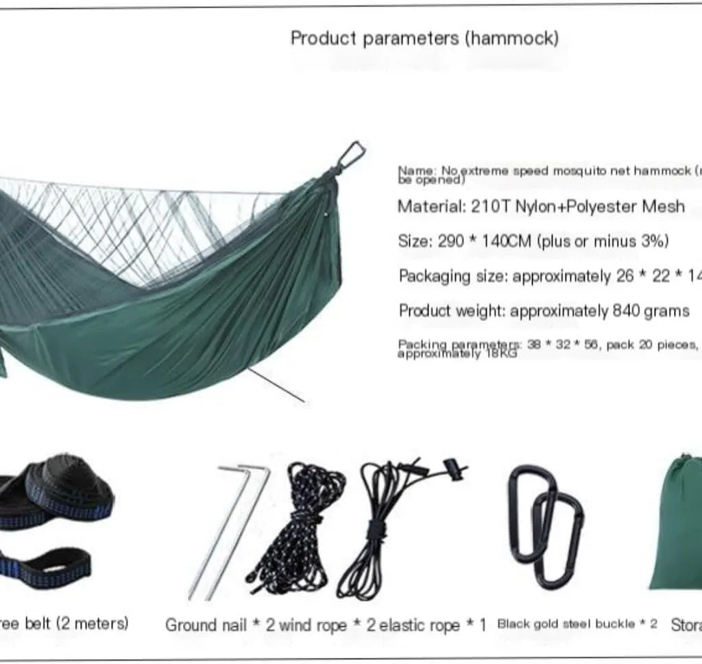 Hammock Mosquito Net Automatic Quick Opening Anti-Mosquito Hammock Outdoor Double Parachute Mosquito Net Hammock Hammocks for Outside(B)