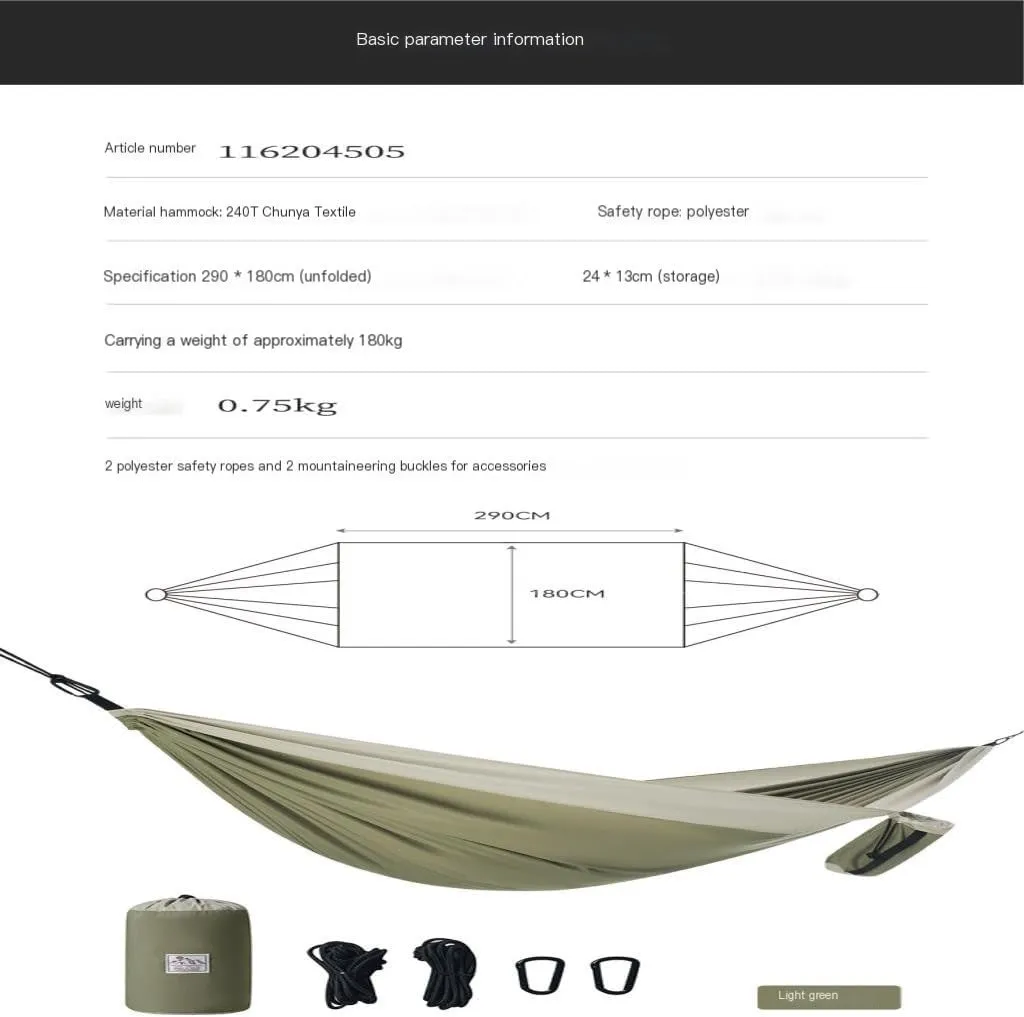 Hammock Outdoor Camping Hammock Swing Anti-Rollover Portable Hanging Basket Thickened Outdoor Double Hanging Hammocks for Outside(Green)
