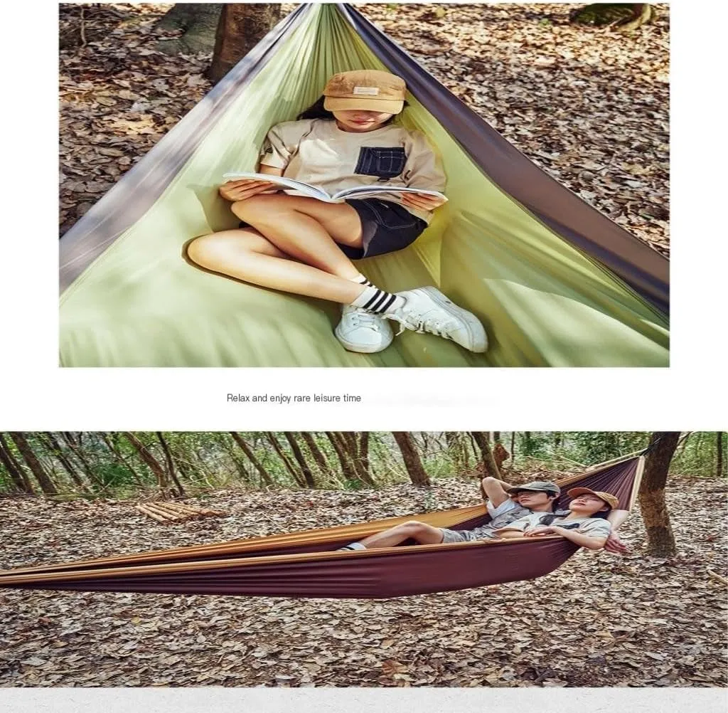 Hammock Outdoor Camping Hammock Swing Anti-Rollover Portable Hanging Basket Thickened Outdoor Double Hanging Hammocks for Outside(Green)