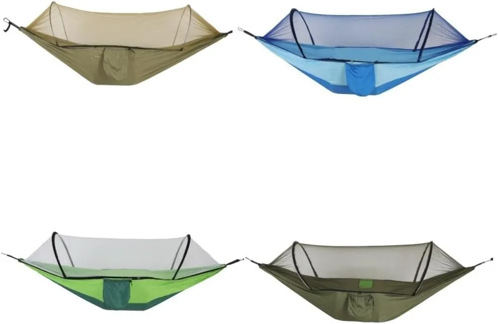 Hammock Outdoor Mosquito Net Hammock Anti-Rollover Camping Single and Double Pole with Mosquito Net Encrypted Mesh Hammocks for Outside(Green)