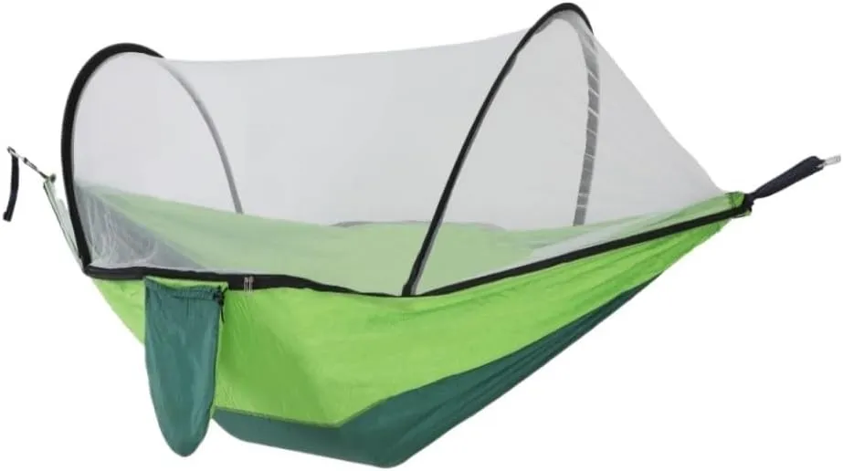 Hammock Outdoor Mosquito Net Hammock Anti-Rollover Camping Single and Double Pole with Mosquito Net Encrypted Mesh Hammocks for Outside(Green)