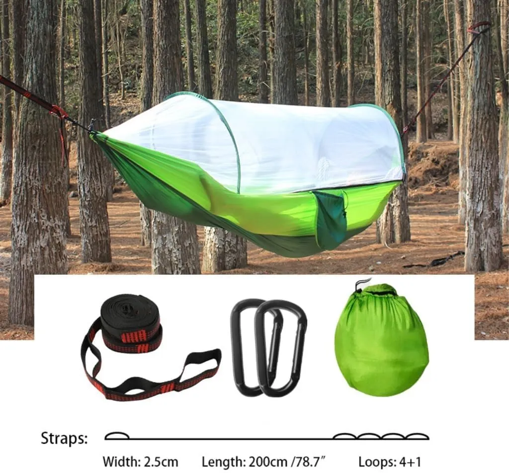 Hammock Outdoor Mosquito Net Hammock Anti-Rollover Camping Single and Double Pole with Mosquito Net Encrypted Mesh Hammocks for Outside(Green)