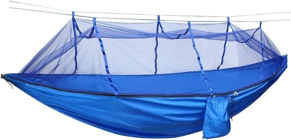 Hammock Outdoor Parachute Wholesale Hammock with Mosquito Net Anti-Mosquito Nylon Single Double Camping Hammock Hammocks for Outside(Blue,Small)