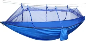 Hammock Outdoor Parachute Wholesale Hammock with Mosquito Net Anti-Mosquito Nylon Single Double Camping Hammock Hammocks for Outside(Blue,Small)