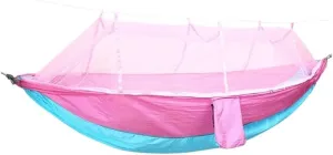 Hammock Outdoor Parachute Wholesale Hammock with Mosquito Net Anti-Mosquito Nylon Single Double Camping Hammock Hammocks for Outside(Rose)