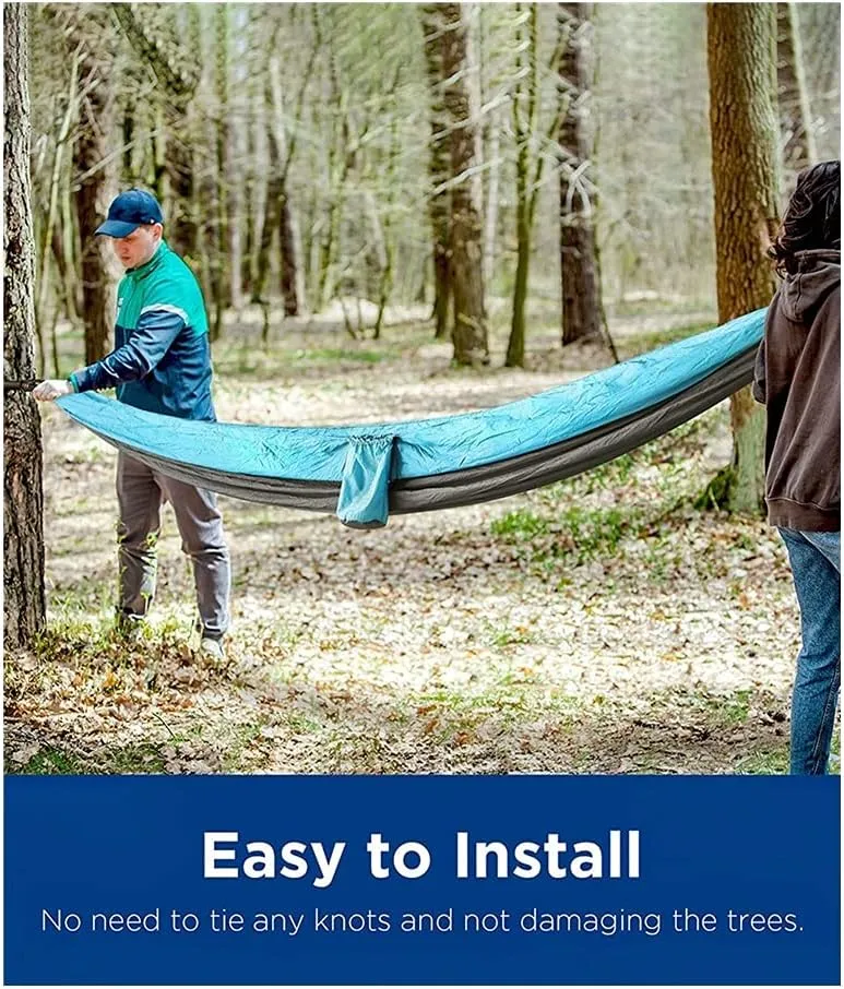 Hammock Portable Camping Hammock,Double Hanging Bed,Lightweight Nylon Parachute Hammock, Outdoor Survival Travel Leisure Sleeping Swing, Black 2