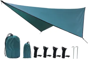 Hammock Rain Fly Tent Tarp, Waterproof Camping Tarpaulin Shelter Windproof Snowproof Camping Shelter Portable Lightweight for Camping Travel Beach (Color : Dark Green, Size : 360 * 290cm)