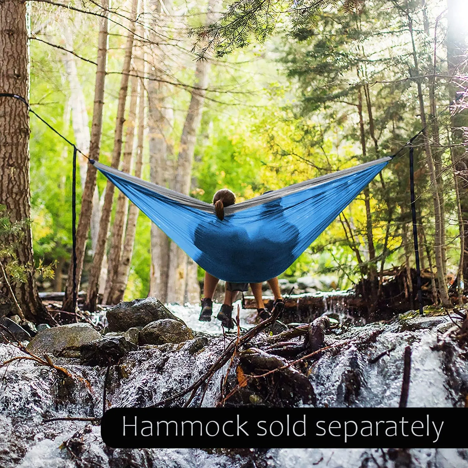 Hammock Straps and Carabiners Set | 22 Feet Total, 44 2 Loops | 1200lbs Breaking Strength (500lbs Rated) | Non-Stretch, Lightweight, Portable - Quick Setup | Heavy Duty, Tree Friendly