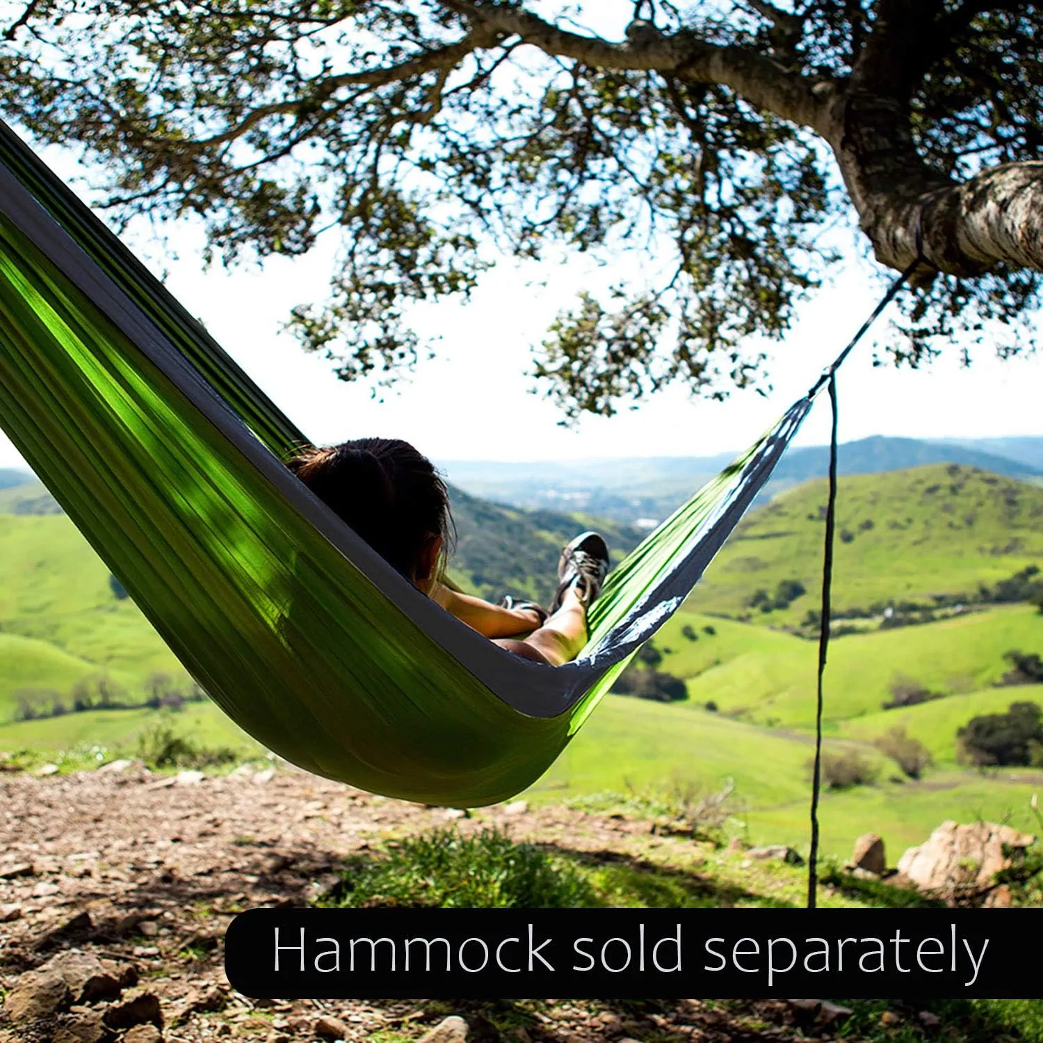 Hammock Straps and Carabiners Set | 22 Feet Total, 44 2 Loops | 1200lbs Breaking Strength (500lbs Rated) | Non-Stretch, Lightweight, Portable - Quick Setup | Heavy Duty, Tree Friendly
