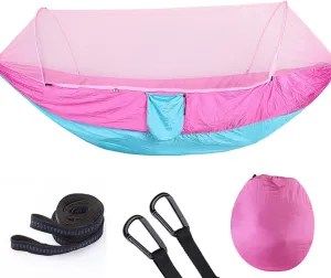 Hammock with Mosquito Net Camping Double Portable Hammock Load 200kg for Camping Hiking Backyard Outdoor Backpacking Travel with 2m Rope Buckle (Color : D, Size : 250x120cm)