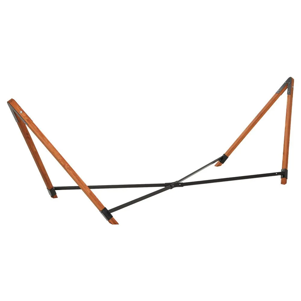 Hammock with Stand Wooden Double Linen Timber Steel Grey
