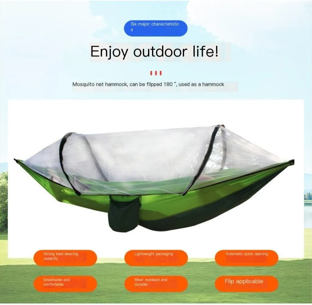 Hammocks Anti-Mosquito Outdoor Hammock Double Anti-Rollover Insect-Proof Hammock Camping Portable Hanging Hammock Camping Hammocks(A,240 * 120cm)