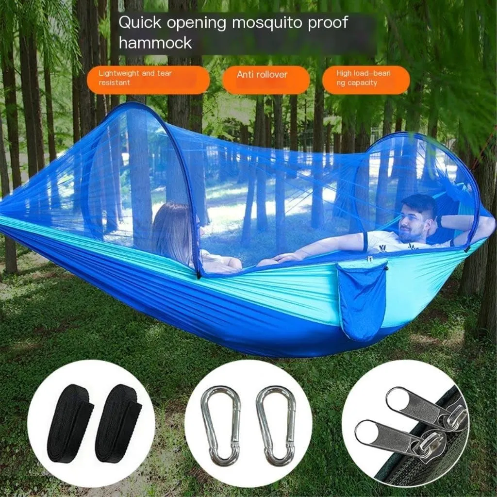Hammocks Anti-Mosquito Outdoor Hammock Double Anti-Rollover Insect-Proof Hammock Camping Portable Hanging Hammock Camping Hammocks(A,240 * 120cm)