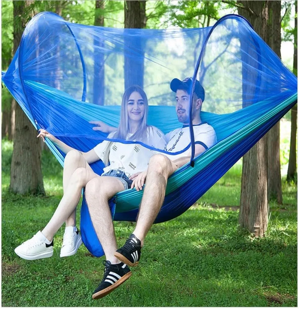 Hammocks Anti-Mosquito Outdoor Hammock Double Anti-Rollover Insect-Proof Hammock Camping Portable Hanging Hammock Camping Hammocks(A,240 * 120cm)