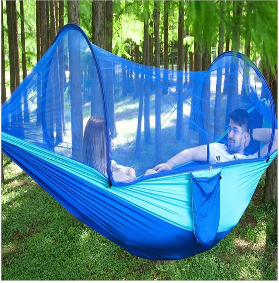Hammocks Anti-Mosquito Outdoor Hammock Double Anti-Rollover Insect-Proof Hammock Camping Portable Hanging Hammock Camping Hammocks(A,240 * 120cm)