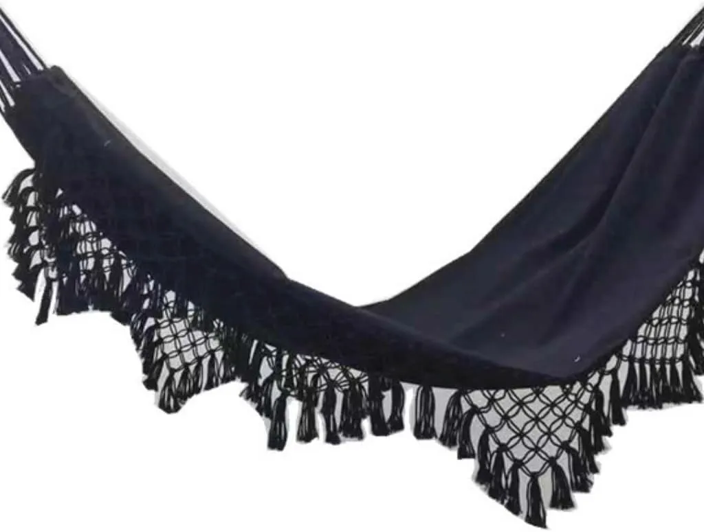 Hammocks Double Enlarged Canvas Swing Indoor and Outdoor Camping Hanging Chair Photography Retro Tassel Hammock Camping Hammocks(Blue)