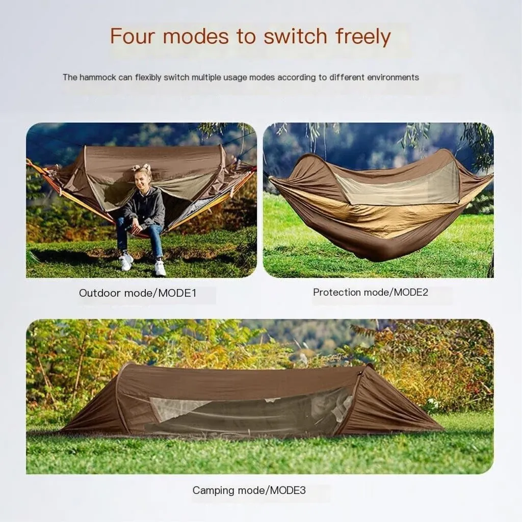 Hammocks Explorer Hammock Outdoor Camping Swing Anti-Rollover Anti-Mosquito Dormitory Adult Double Ultra-Light Camping Hammocks(Blue)