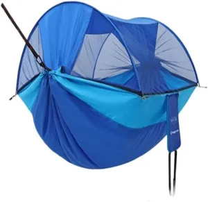 Hammocks Explorer Hammock Outdoor Camping Swing Anti-Rollover Anti-Mosquito Dormitory Adult Double Ultra-Light Camping Hammocks(Blue)