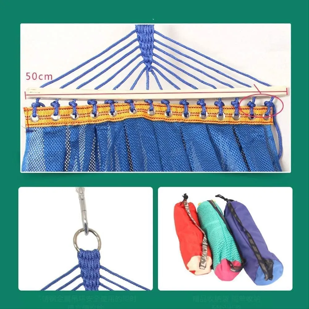 Hammocks for Outside Hammocks Swing Chair Hammock Outdoor Garden Anti-Side Turn Double Mesh Breathable Leisure Hammock Camping, Blue