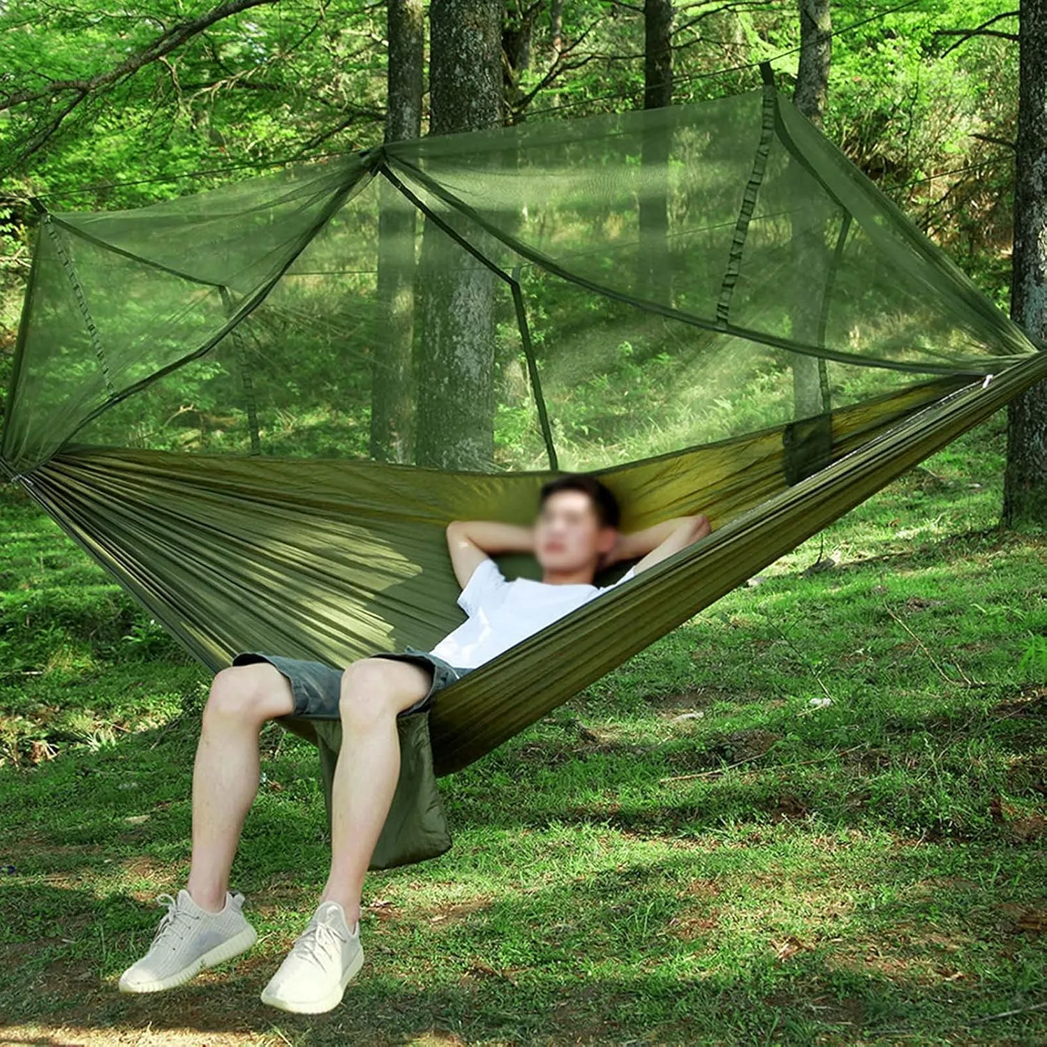 Hammocks for Trees, Camping Hammocks with Netting, Quick Dry Hammock, Double Hammock Swing Chair Outdoor with Tree Hooks, for Beach, Backyard, Patio