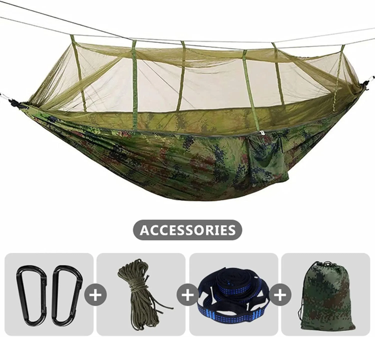 Hammocks Hammock 260x140cm Camping Hammock Ultralight Hammock Double Hanging Sleeping Bed Swing with Tree Straps for Survival Hiking Patio Outdoor Hammock