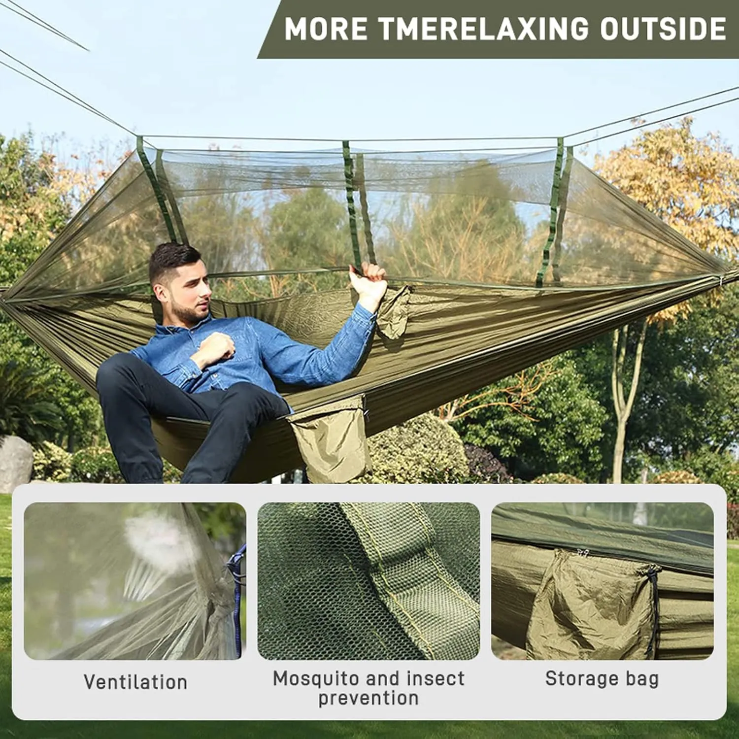 Hammocks Hammock 260x140cm Camping Hammock Ultralight Hammock Double Hanging Sleeping Bed Swing with Tree Straps for Survival Hiking Patio Outdoor Hammock