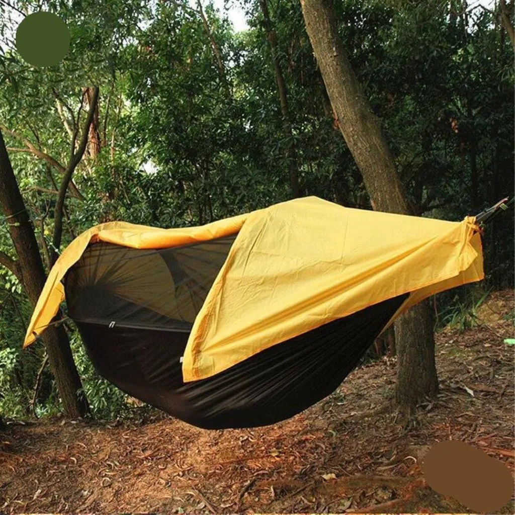 Hammocks Hammock Outdoor Camping Anti-Mosquito Hanging Sheet Double Summer Widening Parachute Single Anti-Rollover Camping Hammocks(J)