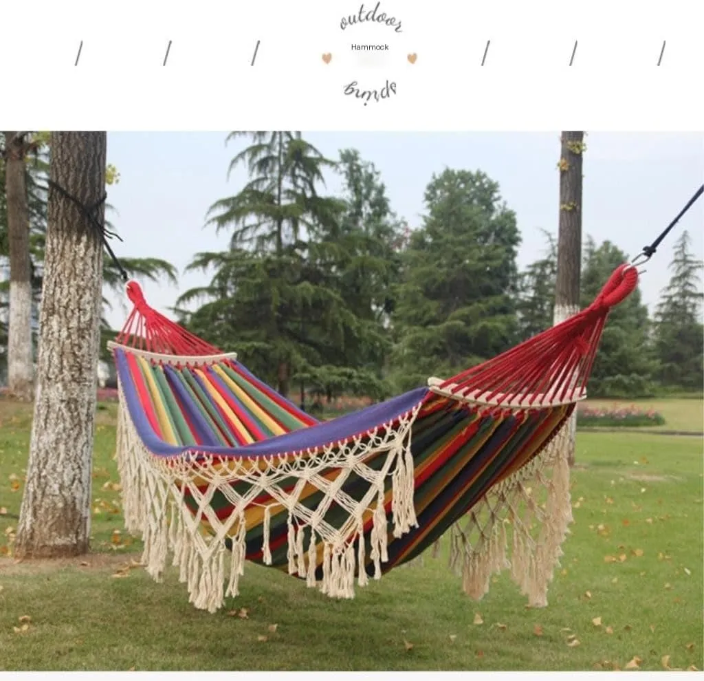Hammocks Hammock Outdoor Swing Anti-Rollover Indoor Home Outdoor Camping Dormitory Adult Double Canvas White Camping Hammocks(Red)