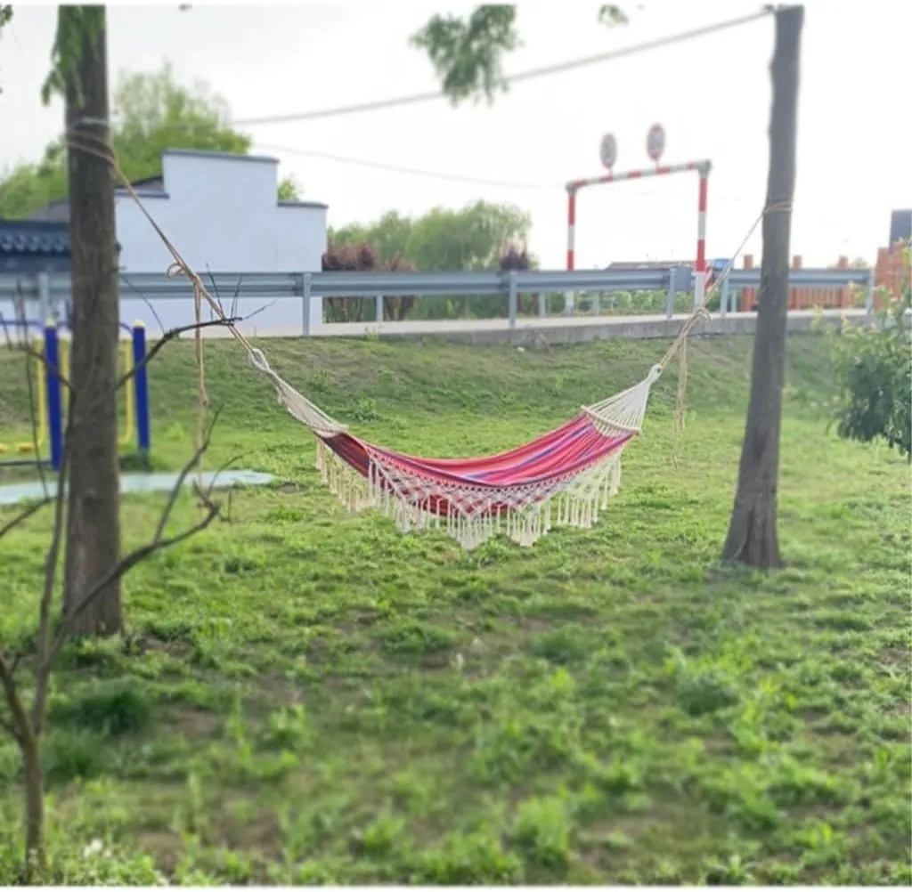 Hammocks Hammock Outdoor Swing Anti-Rollover Indoor Home Outdoor Camping Dormitory Adult Double Canvas White Camping Hammocks(Red)