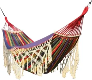 Hammocks Hammock Outdoor Swing Anti-Rollover Indoor Home Outdoor Camping Dormitory Adult Double Canvas White Camping Hammocks(Red)