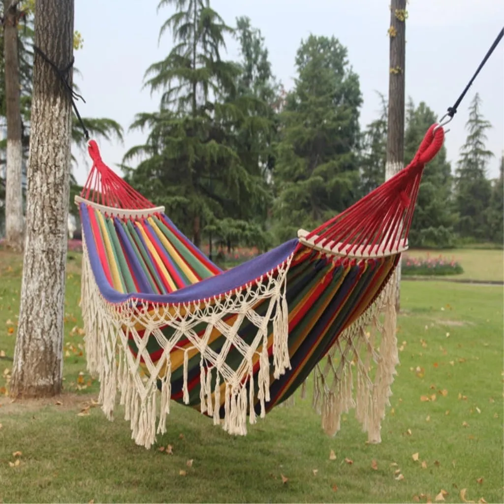 Hammocks Hammock Outdoor Swing Anti-Rollover Indoor Home Outdoor Camping Dormitory Adult Double Canvas White Camping Hammocks(Red)