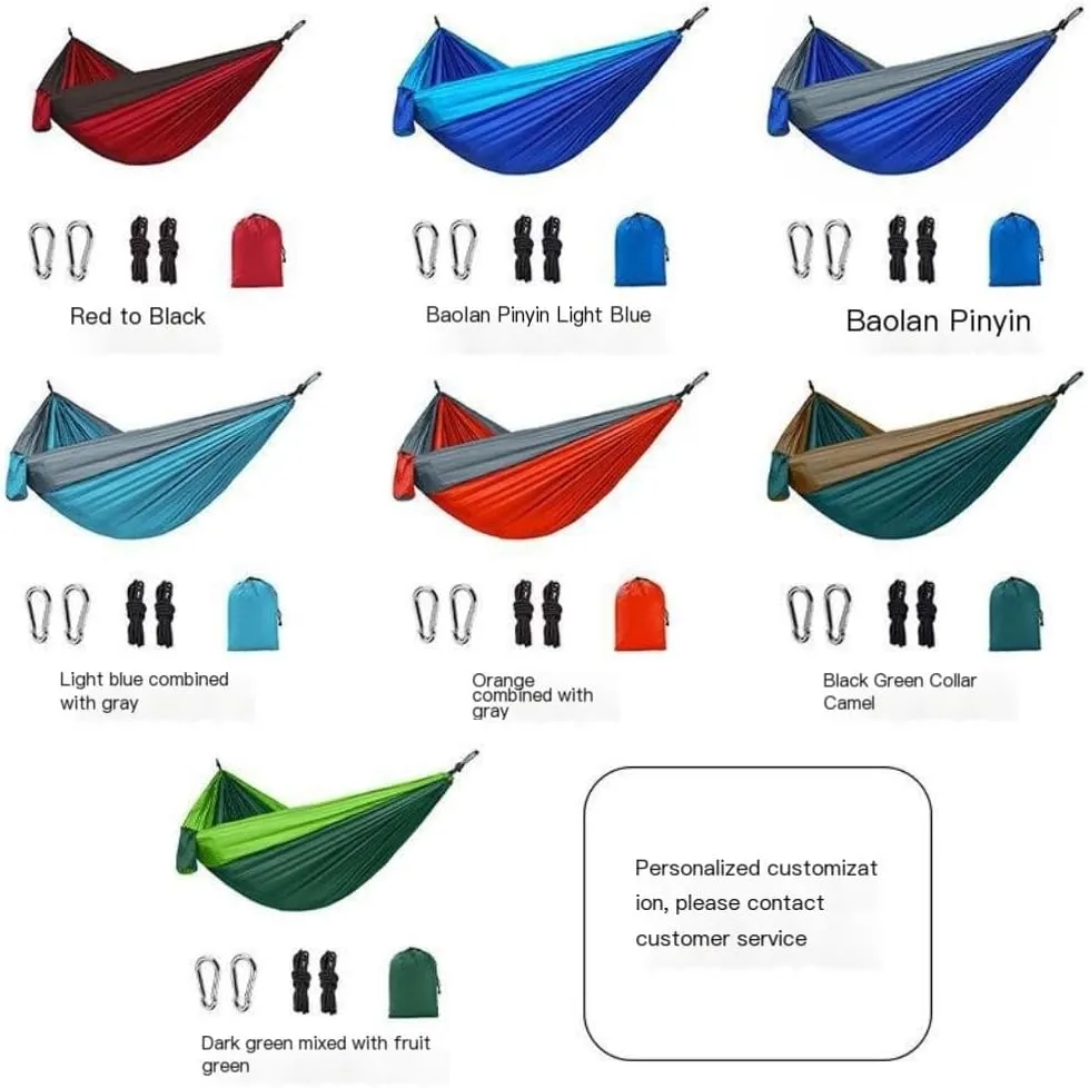Hammocks High Load-Bearing Anti-Rollover Nylon Hammock Outdoor Ultra-Light Single and Double Parachute Cloth Hammock Camping Hammocks(E)