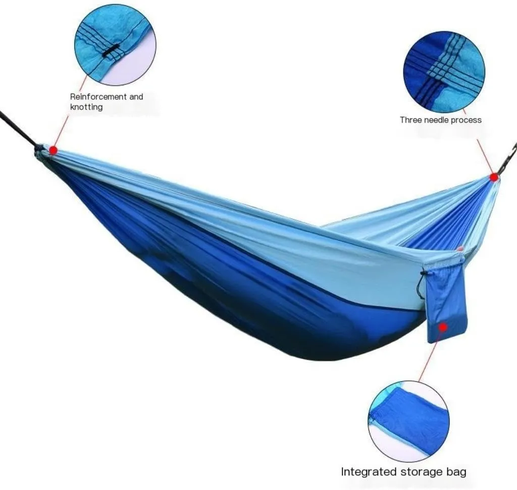 Hammocks High Load-Bearing Anti-Rollover Nylon Hammock Outdoor Ultra-Light Single and Double Parachute Cloth Hammock Camping Hammocks(E)