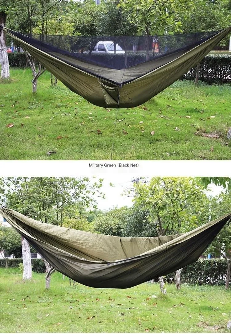 Hammocks Mosquito Net Automatic Quick Opening Anti-Mosquito Hammock Outdoor Double Parachute Mosquito Net Hammock Camping Hammocks(D)