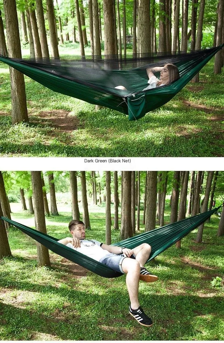Hammocks Mosquito Net Automatic Quick Opening Anti-Mosquito Hammock Outdoor Double Parachute Mosquito Net Hammock Camping Hammocks(D)