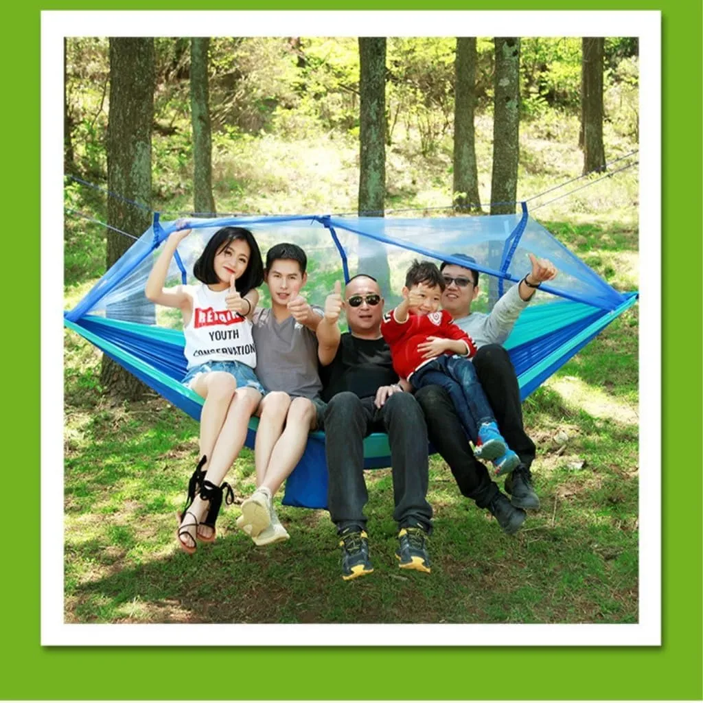 Hammocks Mosquito Net Hammock Double Outdoor Anti-Mosquito Parachute Cloth Swing Outdoor Sleeping Hanging Tree Camping Camping Hammocks(Blue)