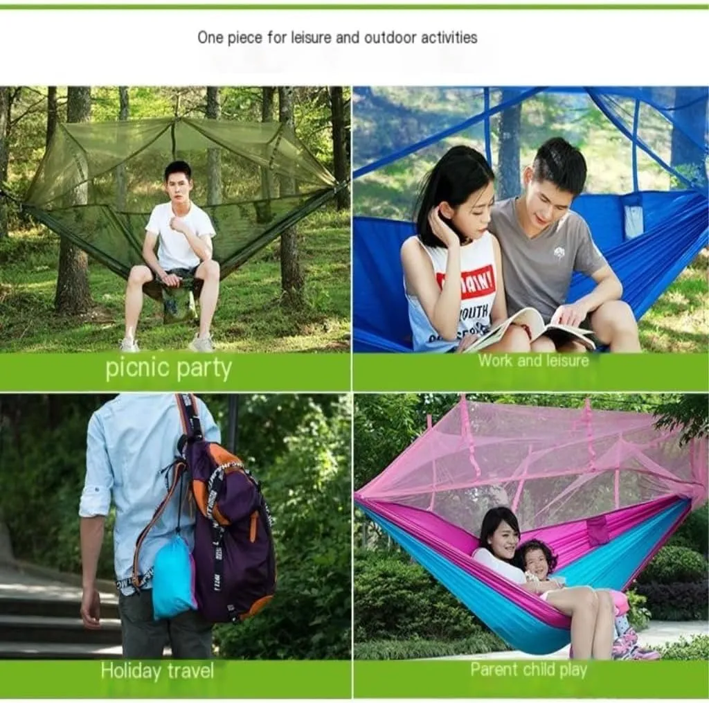 Hammocks Mosquito Net Hammock Double Outdoor Anti-Mosquito Parachute Cloth Swing Outdoor Sleeping Hanging Tree Camping Camping Hammocks(Blue)