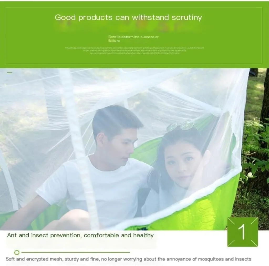 Hammocks Mosquito Net Hammock Double Outdoor Anti-Mosquito Parachute Cloth Swing Outdoor Sleeping Hanging Tree Camping Camping Hammocks(Blue)