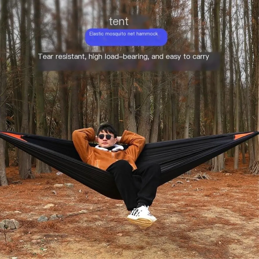 Hammocks Mosquito Net Hammock Outdoor Nylon Double Hammock Encrypted Mesh Automatic Quick-Open Mosquito Net Hammock Camping Hammocks(Orange)