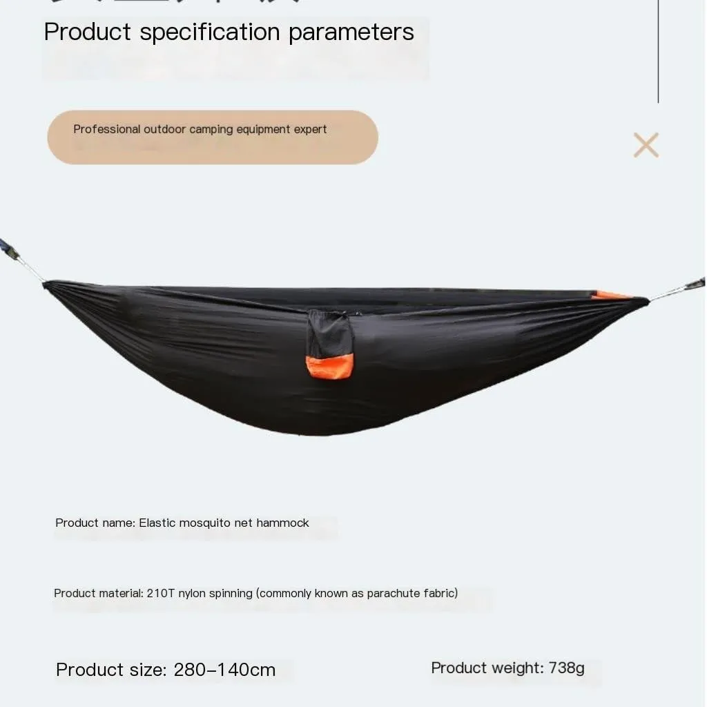Hammocks Mosquito Net Hammock Outdoor Nylon Double Hammock Encrypted Mesh Automatic Quick-Open Mosquito Net Hammock Camping Hammocks(Orange)
